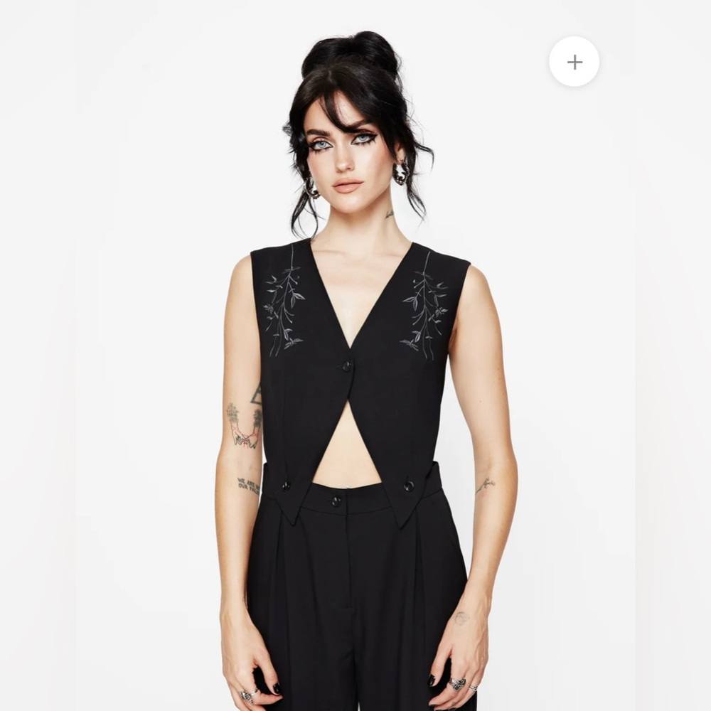 NWT Disturbia Damona Tailored Waistcoat Vest and Trouser Set Black Goth Sz 4 - Picture 5 of 16